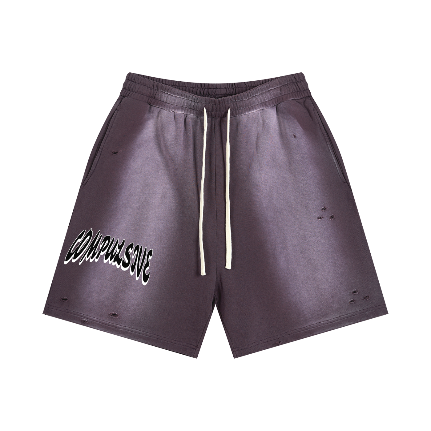 LOGO DISTRESSED SHORTS