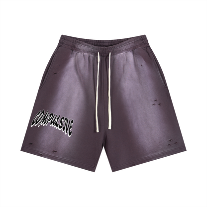 LOGO DISTRESSED SHORTS