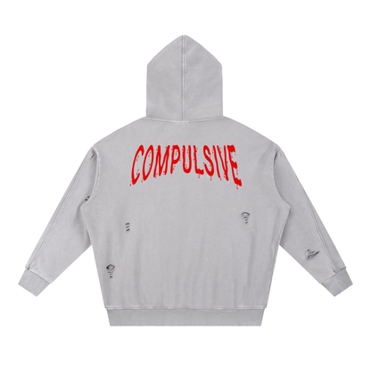 LOGO DISTRESSED PANEL HOODIE
