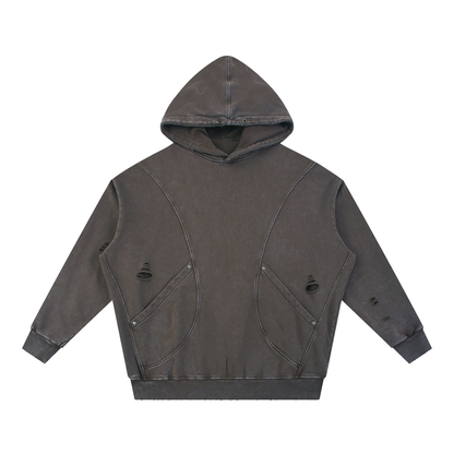 LOGO DISTRESSED PANEL HOODIE
