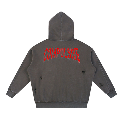 LOGO DISTRESSED PANEL HOODIE