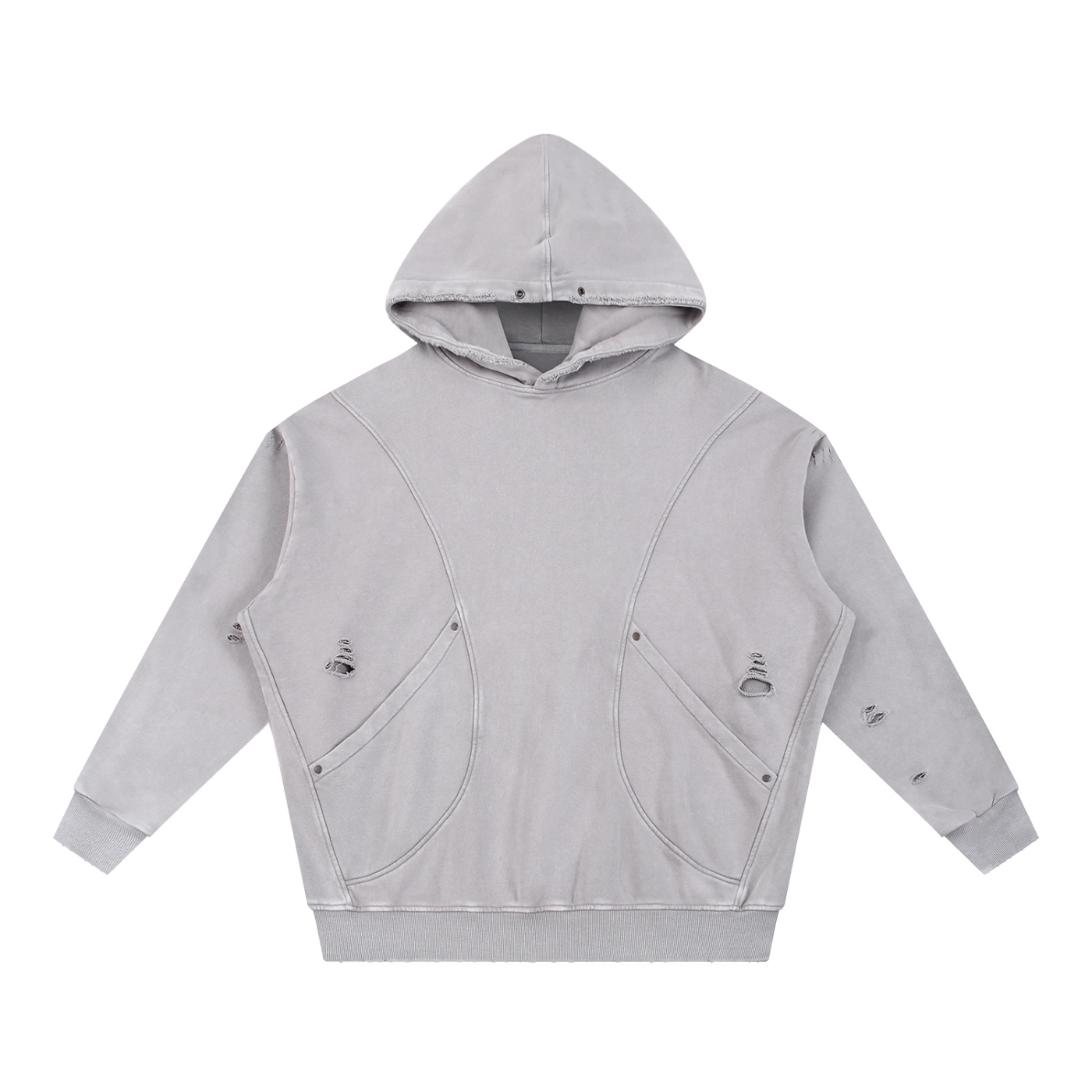 LOGO DISTRESSED PANEL HOODIE