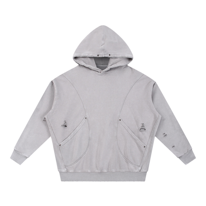 LOGO DISTRESSED PANEL HOODIE