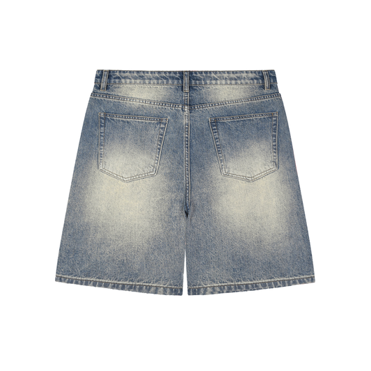 FADED DISTRESSED BAGGY DENIM SHORTS