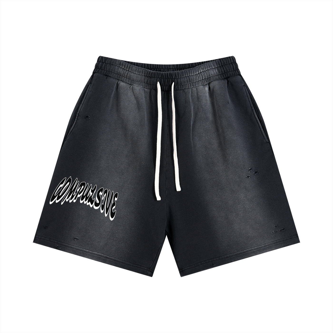 LOGO DISTRESSED SHORTS