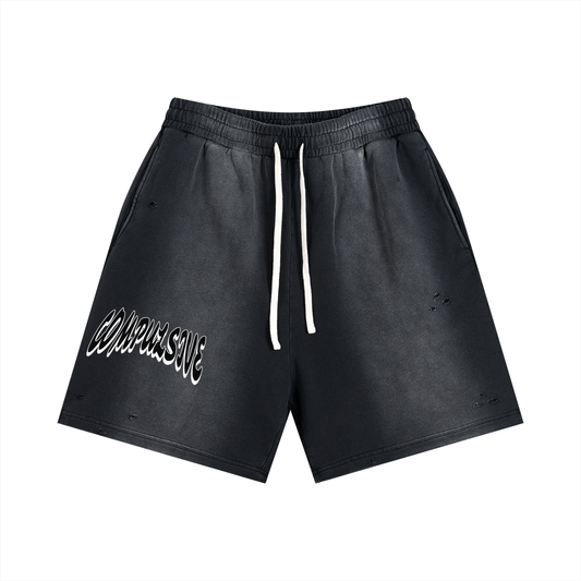 LOGO DISTRESSED SHORTS