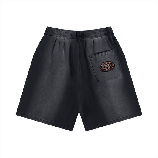 LOGO DISTRESSED SHORTS