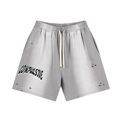 LOGO DISTRESSED SHORTS