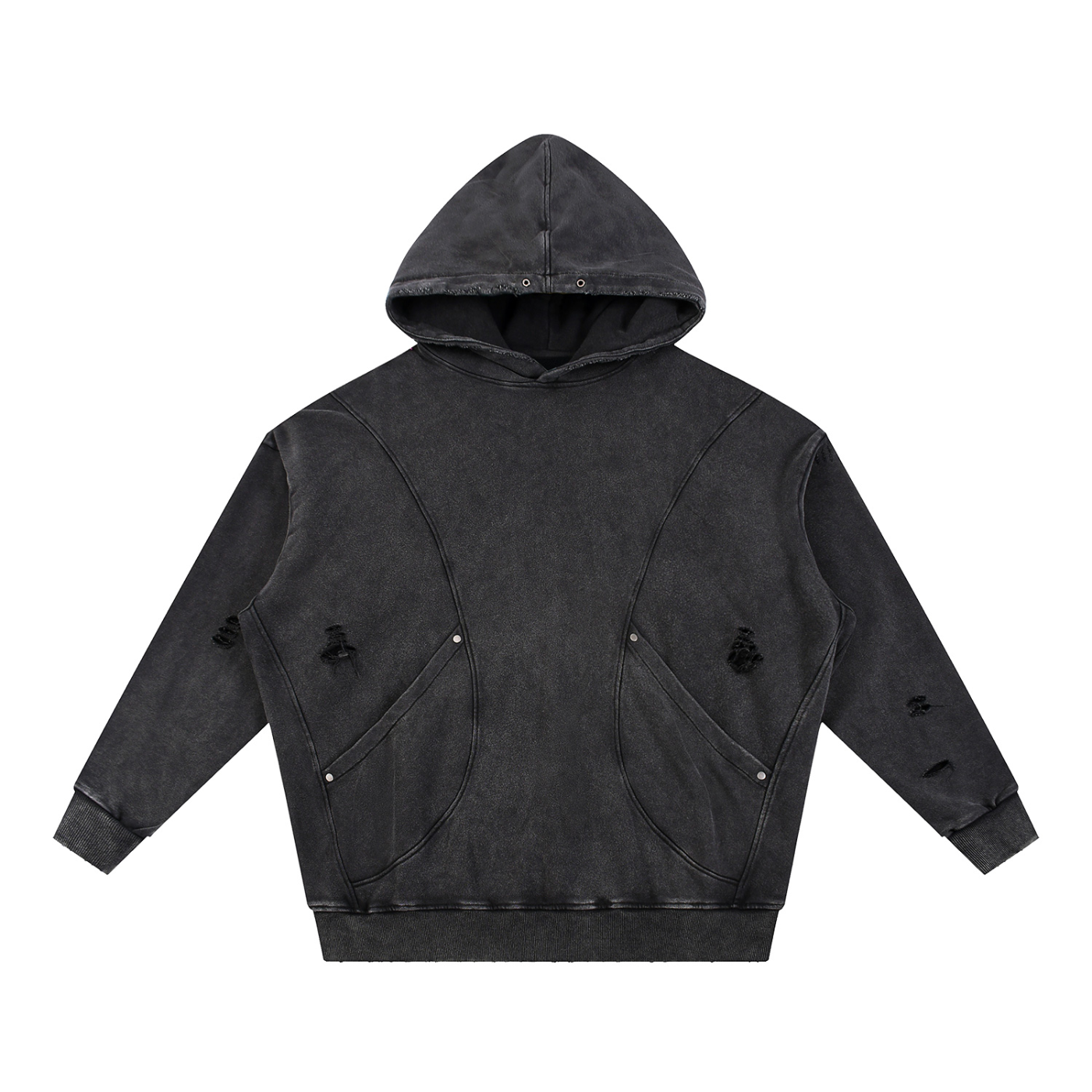 LOGO DISTRESSED PANEL HOODIE