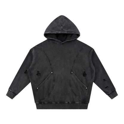 LOGO DISTRESSED PANEL HOODIE