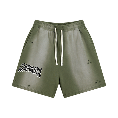 LOGO DISTRESSED SHORTS