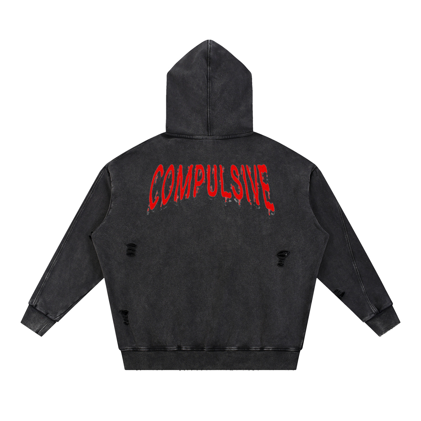 LOGO DISTRESSED PANEL HOODIE
