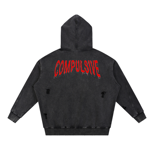 LOGO DISTRESSED PANEL HOODIE