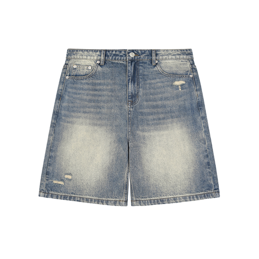 FADED DISTRESSED BAGGY DENIM SHORTS